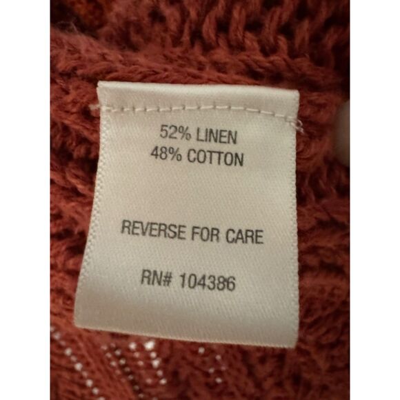 Garnet Hill Linen Crochet Duster Cardigan, Rust, Medium - Picture 4 of 5